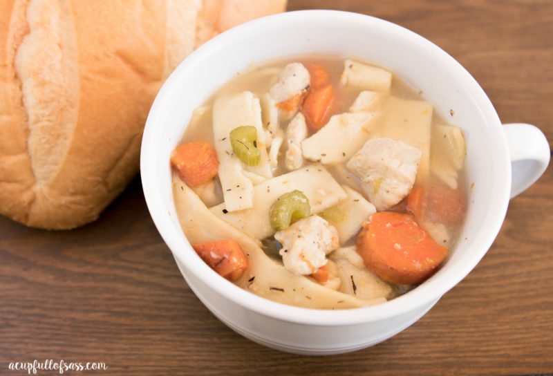 Homemade Chicken Noodle Soup in a pressure cooker in only 7 minutes.