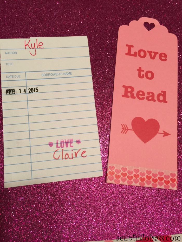 library valentine cards bookmark