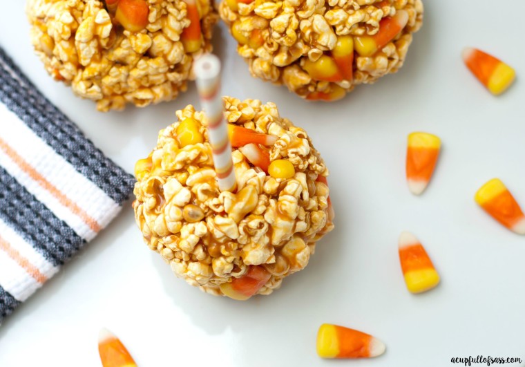 Candy Corn Popcorn Balls