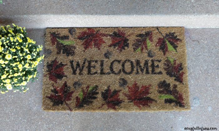 Easy Fall Porch Decor Ideas. Fall Doormat.- A Cup Full of Sass