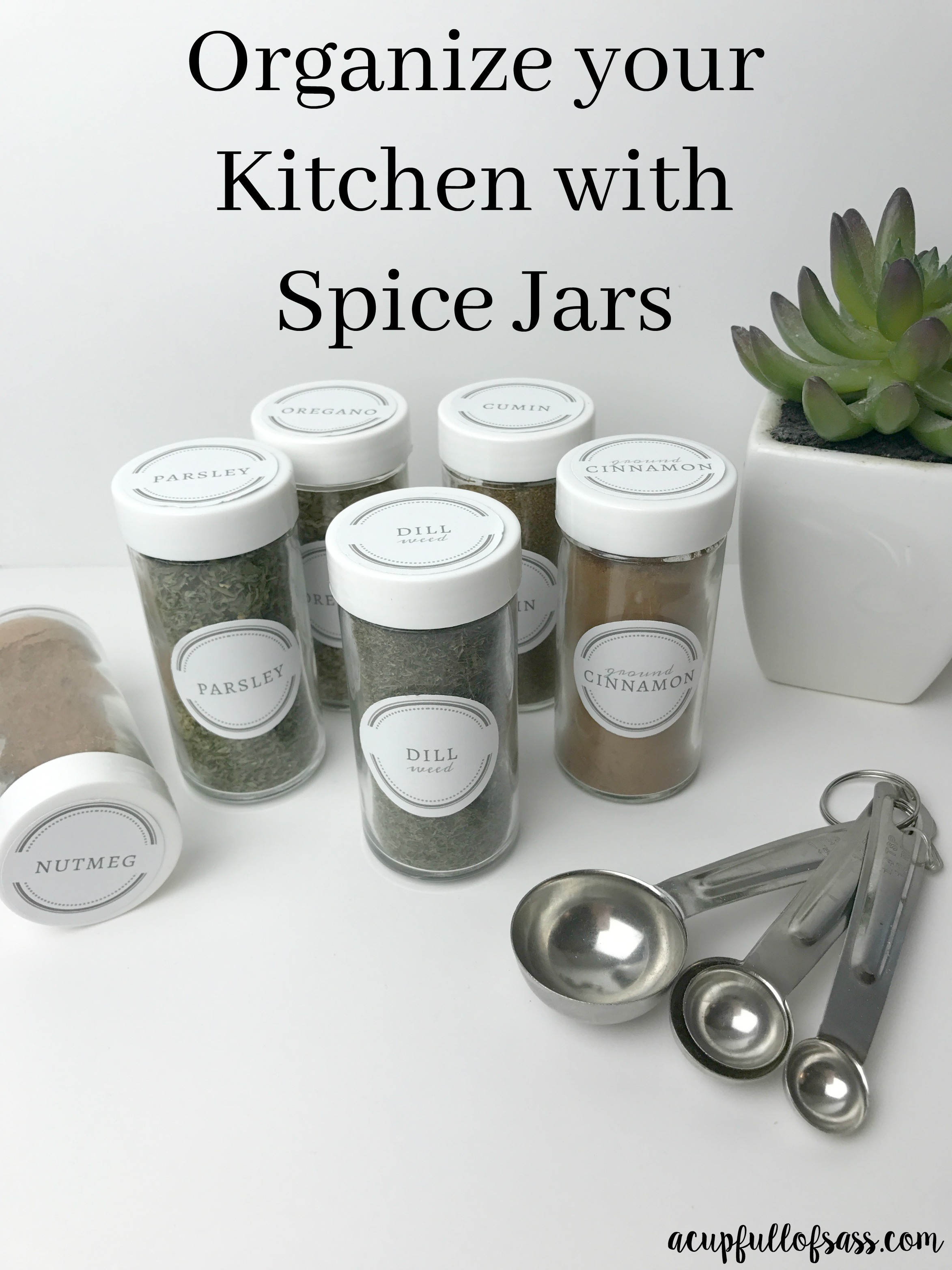 organize kitchen with spics jars