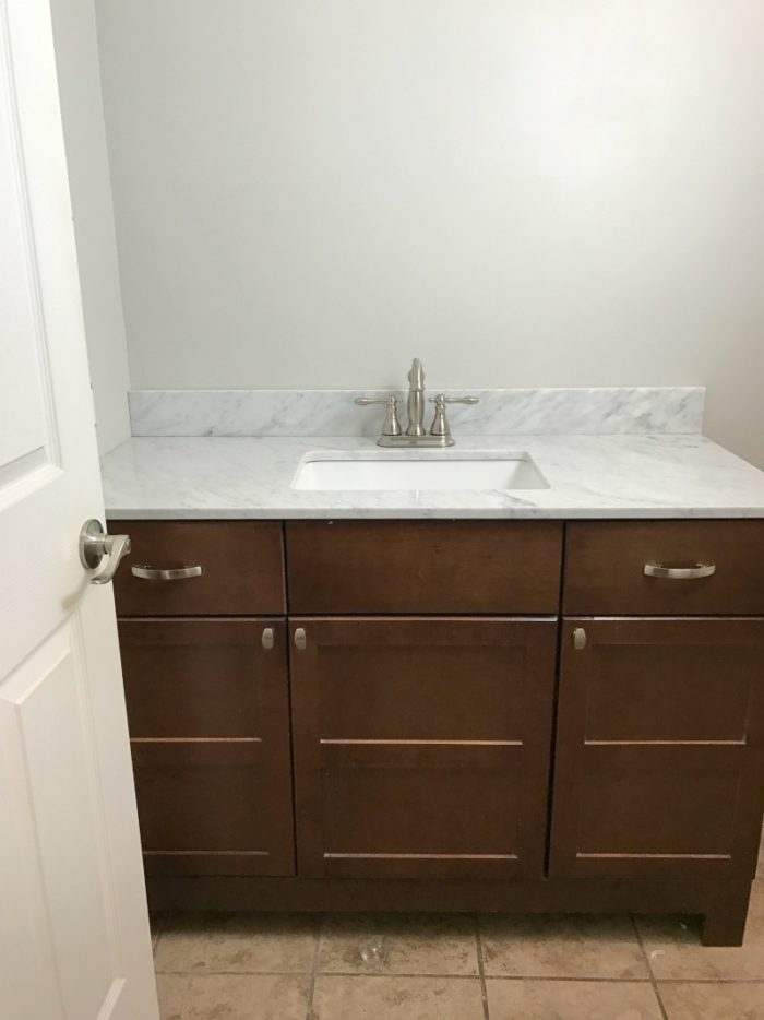 Small Master Bathroom Remodel Ideas. Repose Gray Paint by Sherwin Williams - A Cup Full of Sass