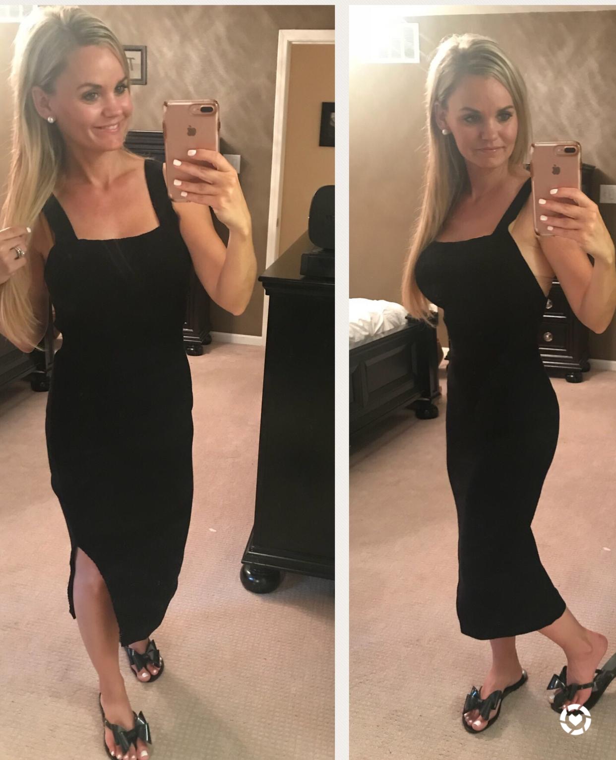 Trunk Club Try On - Midi Body Con Black Dress. A Cup Full of Sass