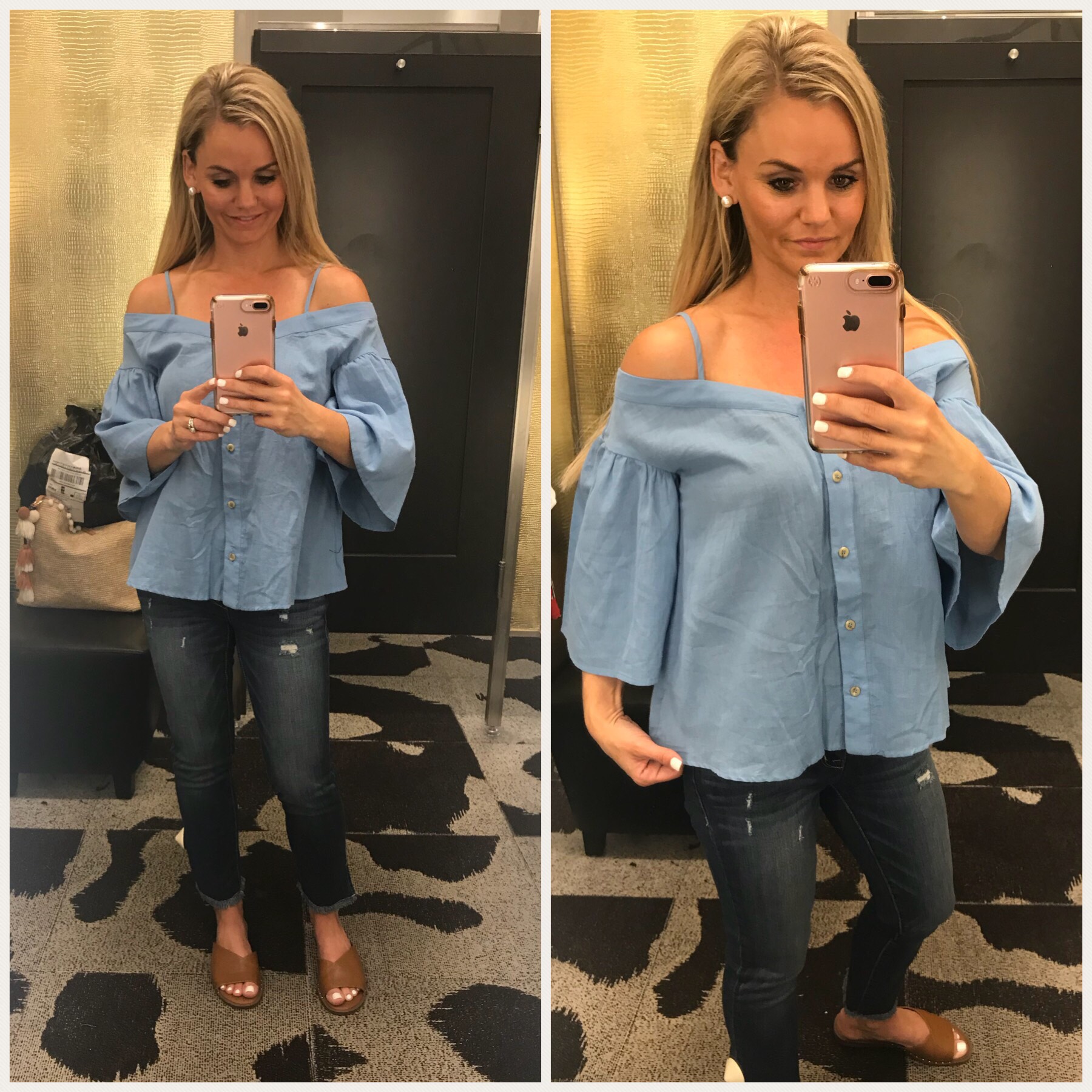 Nordstrom Dressing Room Try-On Summer Outfits -Off the shoulder top. A Cup Full of Sass