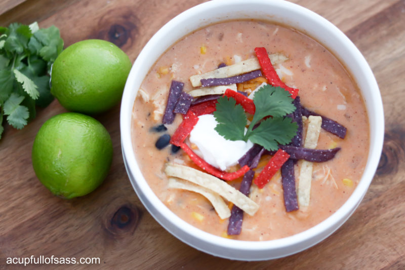 Easy Creamy Chicken Enchilada Soup - A Cup Full of Sass