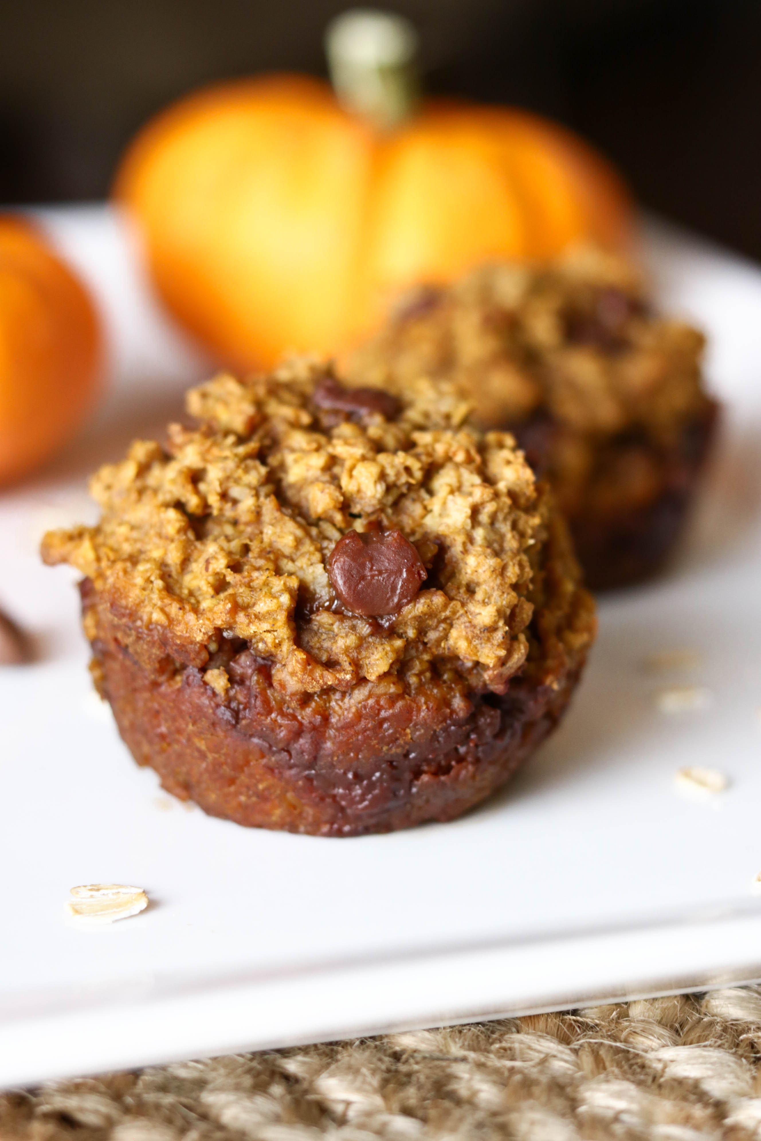 Gluten Free, Dairy Free, Paleo and Faster Way to Fat Loss friendly Healthy Pumpkin Muffins with Chocolate Chips.