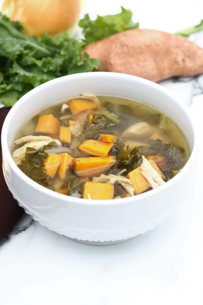 Slow Cooker Chicken Kale Cabbage Sweet Potato Soup - A Cup Full of Sass