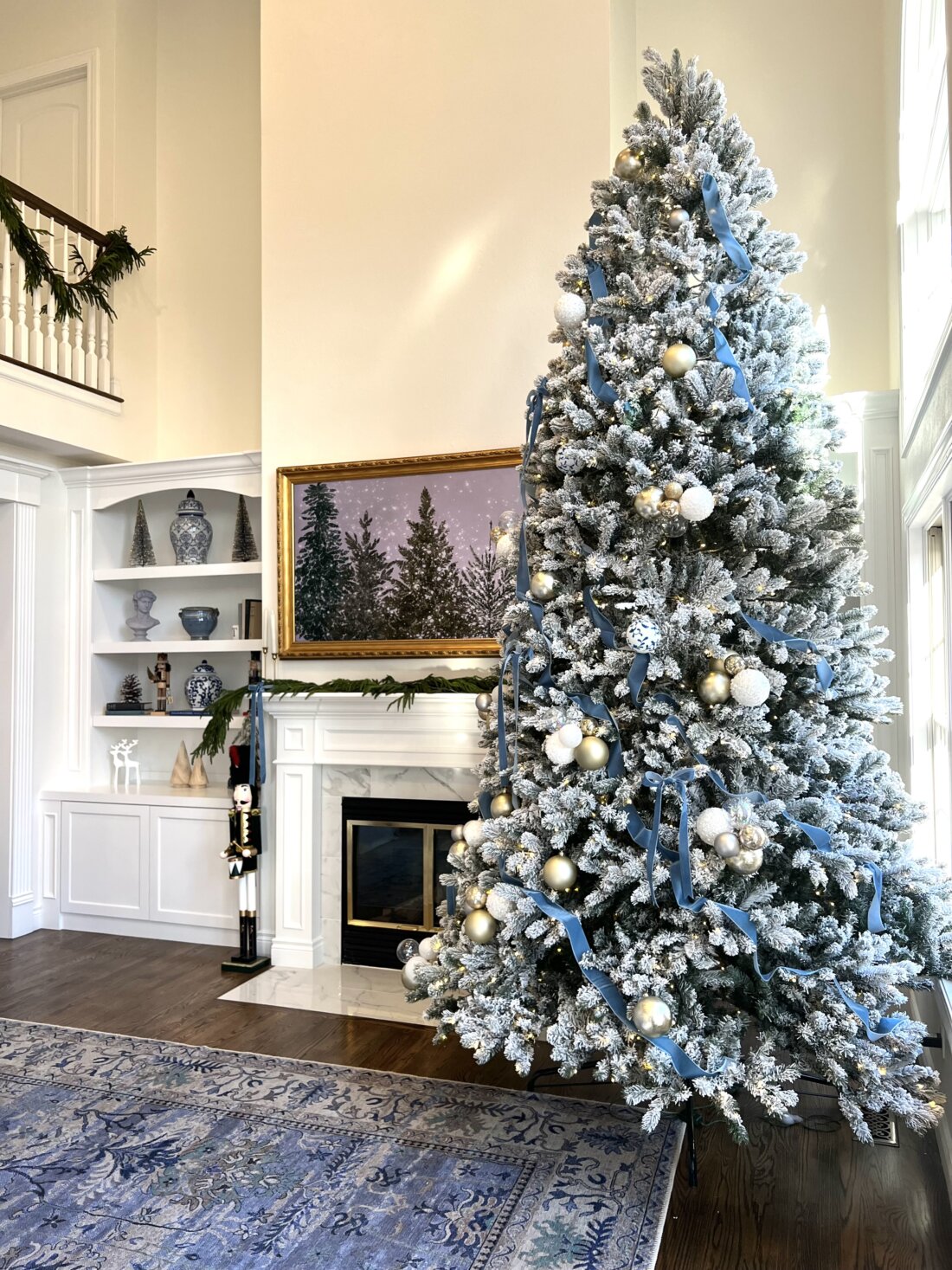 Blue White Gold Christmas Tree Home Tour