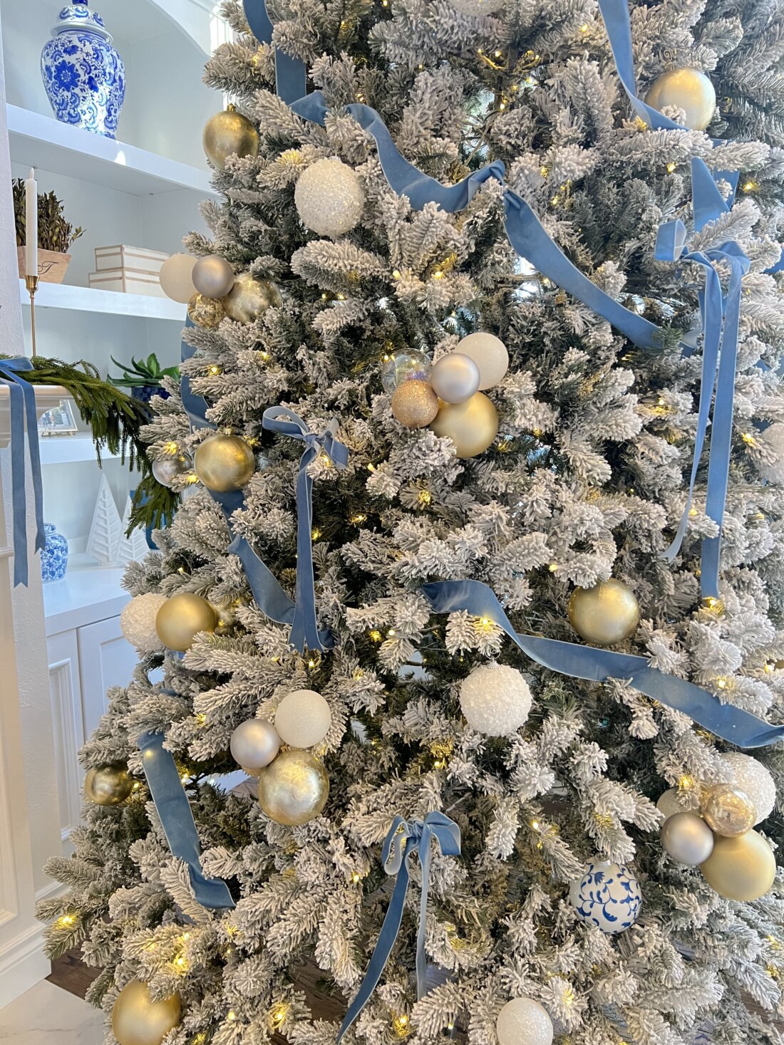 Blue and White Christmas Tree